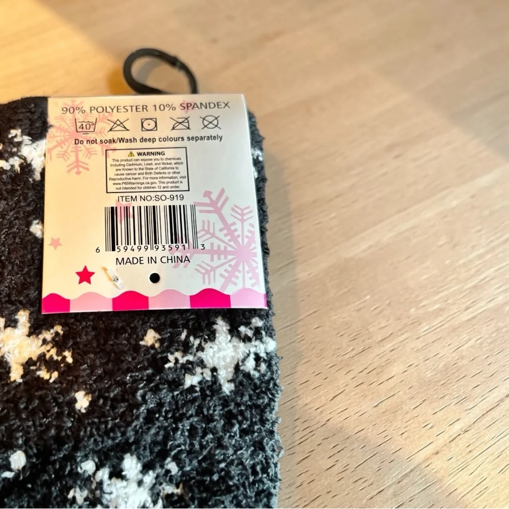 Minky‎ Cozy Novelty Fuzzy Socks - Black with White & Yellow Accent